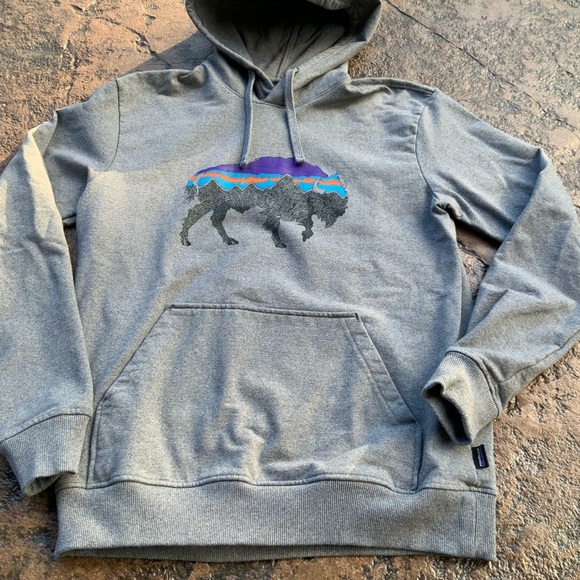 PATAGONIA | Uprisal Fitz Roy Bison Gray Sweatshirt Hoodie | Med - Picture 6 of 6